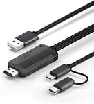 Câble Usb C À Hdmi, 2-En-1 Micro Usb/Mhl À Hdmi Adaptateur 1080P Pour Tous Les Téléphones Android/Tablets/Usb C Ipad À La Télévisio Rojecteur