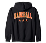 Baseball All Orange Stars Classic Retro Varsity Text Zip Hoodie