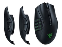 Razer Naga V2 Pro - Mus - ergonomisk - MMO, HyperScroll Pro-hjul, gaming - högerhänt - optisk - 20 knappar - kabelansluten, trådlös - Bluetooth, USB-