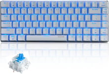 Ak33 Clavier Mécanique De Jeu,80% Blue Switch Game Keyboard Avec Bleu Led Rétroéclairé,82 Touches Anti-Ghosting Panneau En Métal Usb-C Câblé Qwerty Pour Pc Mac Et Ordinateur Portable-Blanc