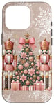 Coque pour iPhone 16 Pro Coquette Rose Casse-Noisette & Flocons de Neige Mignon Beige