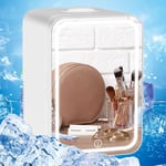 4L Mini Fridge with LED Mirror Portable Cooler Warmer Table Top Bedroom Makeup