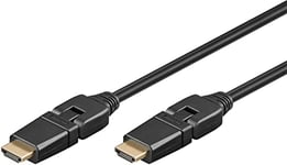 goobay 61292 Câble HDMI à 360° haute vitesse avec Ethernet/HDMI mâle 360° Type A/Connecteur HDMI rotatif/résolution d'écran jusqu'à 4K @ 60Hz (Ultra HD 2160p) / Connecteurs plaqués or / 5 m