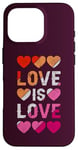 Coque pour iPhone 16 Pro Lesbienne, Cœurs, L'amour est l'amour, Fierté LGBT