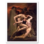 William Adolphe Bouguereau 1850 Dante and Virgil in Hell Demons Afterlife Divine Comedy Art Print Framed Poster Wall Decor 12x16 inch