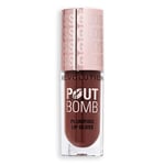 Revolution Beauty, Pout Bomb Gloss Repulpant, Brillance Intense pour des Lèvres Pulpeuses avec Acide Hyaluronique & Peptides, Végan & Sans Cruauté, Nude Froid & Marron Expresso