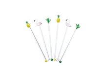 BarCraft Set of 6 Novelty Cocktail Stirrers Swizzle Glass Sticks Tropical Chic