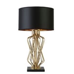 Lampe De Table Haute 72 Cm Métal Satin En Or Noir E27 Salon