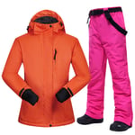 SJIUH ski suit,Snowboarding Suits Women Winter Windproof Waterproof Female Ski Jacket And Snow Pants Sets Super Warm Brands Women Ski Suit,JH Rose red,L