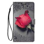 ChoosEU Coque pour Samsung Galaxy A14 5G / 4G Housse Cuir avec Protection Etui Portefeuille Antichoc Magnétique Étui à Rabat et Folio Support élégant Motif pour Femmes pour Galaxy A14 5G - Rose Rouge