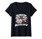 Womens 40th Wedding Anniversary Celebrating 40 Years Matching Gift V-Neck T-Shirt