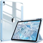 FINTIE Coque pour iPad Air 13 Pouces 2024 M2 - [Rangement de Stylet] Coque Arrière Transparente Claire, Étui Antichoc avec Bord en TPU Housse Pliable Sommeil/Réveil Auto, Bleu Clair