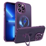 S. Dawezo Coque Magnétique pour iPhone 13 Pro Max, Compatible avec MagSafe, Coque iPhone 13 Pro Max Support Invisible, Toucher Doux, Protection Antichoc Militaire, Dos Anti Rayures - Violet Foncé