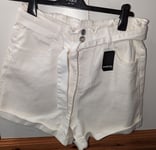 Ladies Simply Be Elastic Waist Shorts - New Tags - Size 14 White Pockets