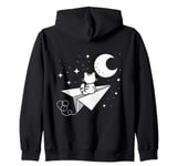 Cat Fly Me to the Moon Paper Plane Moon Cute Zip Hoodie