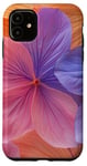 Coque pour iPhone 11 Mélange floral romantique dans des tons orange chaud et bleu froid