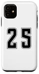 Coque pour iPhone 11 Noir Numéro 25 Équipe Junior Sports Uniforme Numéroté