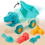 Kids 5 PCs Dinosaur Sand Truck Toy Shovel Rake Beach Car Castle Moulds Play Set