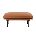 Muuto - Outline Pouf / Black Base Refine Leather Cognac - Cognac - Brun - Fotpallar - Läder/Metall