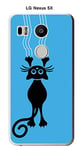 Onozo Coque LG Google Nexus 5 X Design Chat Griffe Fond Bleu