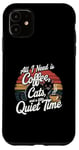 Coque pour iPhone 11 Drôle rétro parfait pour les amateurs de chat et de café