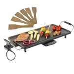 Large Teppanyaki Table Top Grill Griddle Camping Caravan 6 Wooden Spatulas