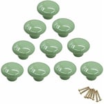 (Vert)Lot de 10 boutons de placard ronds colorés en céramique à trou unique pour tiroir, placard, commode, porte