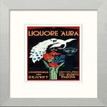 Lumartos, Vintage Poster Liquore Aura Contemporary Home Decor Wall Art Print, Matt Silver Frame, 12 x 12 Inches
