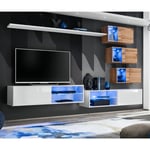 Ensemble Meuble TV "Switch XXIV" 250cm Blanc & Naturel