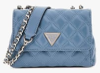 Guess Giully Mini 2 Comp Convertible Flap Womens Bag In Blue