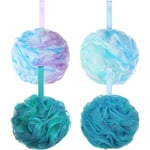 Duschpuff Loofah 75g/st Extra Stor Duschpuffar Duschsvamp Duschscrunchie Kroppspuff Dusch, Set om 4, Blomma Färg