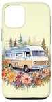 Coque pour iPhone 15 Pro Boho Jaune et Blanc RV Camping Camping-car Floral