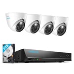 Reolink 12MP PoE Security Camera System, 4X 12MP IP Camera PoE with Spotlights, Person/Vehicle Detection, 8CH NVR CCTV System with 2TB HDD for 24/7 Continuous Recording, 2-Way Audio, RLK8-1200D4-A