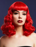 Bettie Deluxe Wig - Kan Stylas! - Röd Axellång Peruk