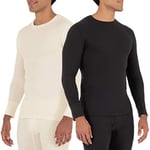 Fruit of the Loom Men's Recycled Waffle Thermal Underwear Crew Top (1 and 2 Packs) Pajama, Black/Natural, 5X