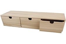 Rayher 6190300 Coffre en bois avec 3 tiroirs, armoire basse, 37,5 x 13 x 11,5 cm, Beige