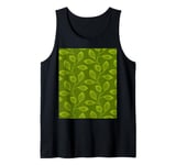 Climbing Vine Leaves In Dusty Olive On Green Tank Top