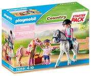 Playmobil 71259 Starter Pack Cavaliers et Chevaux - Country - Le Club d'équitation - Un Cheval, Un Poney et Deux Personnages - Coffret découverte idée Cadeau - Dès 4 Ans