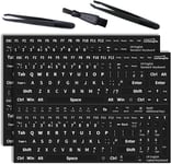 2 Pcs Autocollants Clavier, Autocollant Clavier En English, Pour Avec N'Importe Quel Clavier Standard, Ordinateur Portable¿ Avec Outils D'Installation (Uk-Matte, Black)