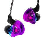 Yinyoo CCZ Melody in-Ear-Monitors Hybrid 1BA 1DD HiFi Écouteur Basses Profondes Écouteurs Intra-Auriculaires Légers IEM avec Câble 4N OFC pour Musicien/Batteur/Bassiste (Violet Bleu, sans Micro)