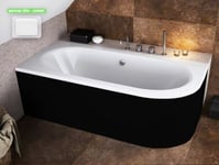 Baignoire d'angle - avec tablier noir Mat et repose tête offert - AVITA - 160 x 75 cm - Gauche