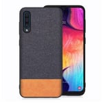 Samsung Galaxy A50 fodral med tygstruktur - Mörkblå / Orange