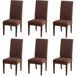 Serbia - Lot de 6 Housses extensibles pour chaises de salle à manger,brun Housse de chaise extensible de couleur unie