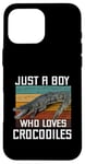 Coque pour iPhone 16 Pro Max T-shirt mignon Just A Boy Who Loves Alligator Crocodiles