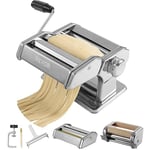 VEVOR Machine à Pâtes Manuelle Acier Inox Machine à Pâtes Fraîches Italiennes 9 Épaisseurs 0,3-3 mm Largeur 1,5/6,6 mm 3/45 mm Manivelle Incluse pour Spaghettis Emballages de Boulettes et de Ravioli