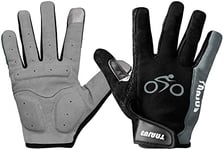 EULANT Gants d'écran Tactile, Gants Cyclisme Rembourré, Doigt Complet Gants Sport Respirant pour Vélo, VTT, BMX, Bicyclette, Motocross, Escalade, Randonnée pour Homme et Femme, Gris, M