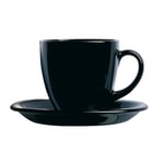 Luminarc Carine Boîte de 6 tasses avec assiette en verre Noir 22 cm