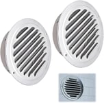 2 Pièces Grille Aération Ronde, 100mm Grille d'aération en Acier Inoxydable, Grille de Ventilation avec Filet Anti-insectes, Grille Ventilation Exterieur, pour Garage, Cuisine, Salle de Bain, Mur