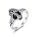 DAYLINLOVE Black Tourmaline Ring 925 Sterling Silver Tree of Life Rings Black Onyx Rings Healing Jewelry Spiritual Protection Gifts for Women (9)