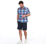 Barbour Linen Mix Short Sleeve Check Summer Shirt Blue Regular Fit Size Large